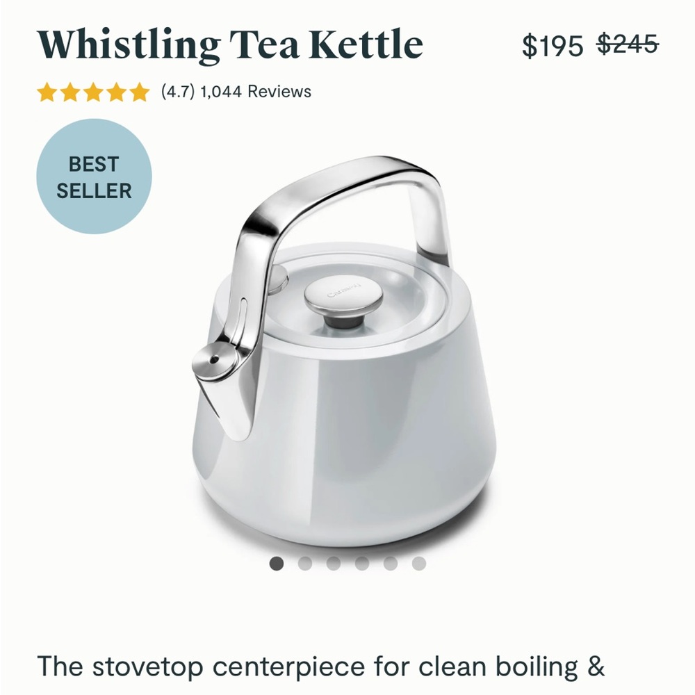 Caraway whistling tea kettle - grey with silver accents